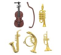 FOMIYES 12, Juego de 5 Piezas Mini Violín, Saxofón, Trompeta, Materiales Decorativos Realistas para Decoración y Fotografía