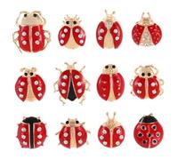 FOMIYES 12 piezas Broches de Insectos Esmaltados Alfileres Ramillete para Mujer y Niña Accesorios de Moda para Ropa y Bolsos Diseño de Mariquita y Escarabajo