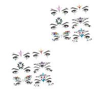 FOMIYES 12 Piezas etiqueta engomada de la cara pegatinas etiqueta engomada del cuerpo pegatina de cristal ojos joyas etiqueta engomada de la frente Acrílico Pegar taladro