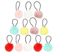 FOMIYES 12 piezas Gomas Pelo Niña Elásticas con Pompones de Colores Suaves para Peinados Bandas de Pelo Resistentes y Ecológicas para Diario