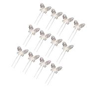 FOMIYES 12piezas Palillos Pelo Novia Horquilla Forma u Vintage Gemas Imitación Plateados