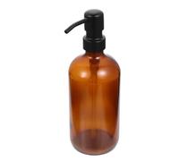 FOMIYES 18 Botellas De Vidrio Ámbar con Dosificador De Una Onza 500ml | Botella con Bomba de Acero Inoxidable y Etiqueta | Contenedor Recargable para Champú for Lotions Liquid Soap Aromatherapy