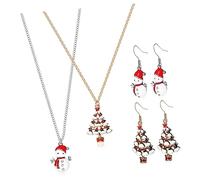 FOMIYES 2 Juegos Conjunto de Pendientes y Collar para Mujer con Diseño de Muñeco Árbol de Navidad Aleación Resistente y Acabado Pulido Juego de Joyas Festivas para Niñas