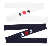 FOMIYES 2 Pcs Diadema Ninja Hachimaki y Azul, Cinta Pelo Japonesa para Chef de Sushi, Bandana de Algodón para Cocina, Karate, Artes Marciales y Disfraz Cosplay para Hombre y Mujer