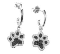 FOMIYES 2 Pendientes De Plata De Ley Con Forma De Pata De Perro Para Niña Bonitos Pendientes Con Forma De Garra De Perro Para Mujer Divertidos Negros