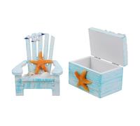FOMIYES 2 Piezas Adorno de Silla de Playa en Miniatura de Madera Caja Decorativa Modelo Estrella de Mar Estilo Mediterráneo para Decoración Náutica Hogar y Oficina, Set
