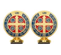 FOMIYES 2 Piezas Adornos de Cruz de Aleación Artesanal Diseño Doble Cara, Superficie Pulida y Color Brillante, Decoraciones Navideñas Cristianas para Hogar, Oficina y Sala