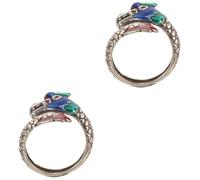 FOMIYES 2 Piezas Anillo de Dragón Retro Esmalte Anillo Decorativo Ajustable Dedo Joyería Hombres y Mujeres