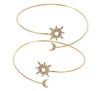 FOMIYES 2 Piezas Brazaletes de Brazo Ajustables para Mujer de Pulseras Doradas de Aleación con Incrustaciones Joyas Elegantes para Fiestas y Diario