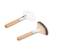 FOMIYES 2 Piezas Brochas de Maquillaje Abanico para Polvo y Base Pelo Suave de Nailon Mango Resistente Aplicador Facial Multiusos para y Acabado