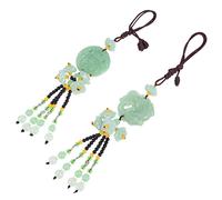 FOMIYES 2 Piezas Colgante De Un Jade Adorno De Feng Shui Figurilla Pi Yao Llaveros Accesorios para Colgar Espejos De Coche Llavero Pi Yao Cristal Verde Vidrio Afortunada