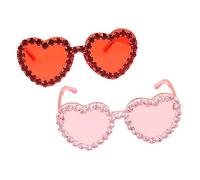 FOMIYES 2 Piezas gafas de sol gafas calor gafas de moda para mujer forma gafas de sol de la novedad dama fiesta marco Gafas de festival anteojos de corazon Lindas gafas de sol el plastico
