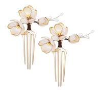 FOMIYES 2 Piezas Peinetas retro Accesorio para el cabello de estilo antiguo. peine de pelo vintage chino horquilla china vintage horquilla de loto tradicional peine de pelo retro White