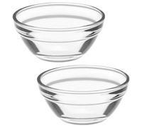 FOMIYES 2 Piezas Tazón de Postre de Vidrio de 75ml, Redondo y Elegante | Cuenco Transparente, para Porciones Pequeñas y Controladas, Tapa Incluida, Adecuado para Salsas Frías