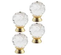 FOMIYES 20 piezas de cristal de cristal Gabinete Pomo Globo Armario Manijas con Base Dorada Gabinete Hardware para Armario Puerta 30x40MM
