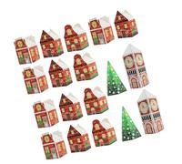 FOMIYES 24 Piezas Cajas de Dulces Navideños Reutilizables Forma de Casa y Árbol para Galletas y Regalos Contenedores para Fiestas y Eventos de Navidad