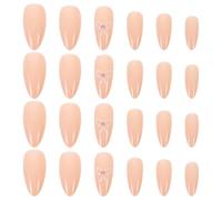 FOMIYES 24pcsnude Nail Art: Uñas postizas almendradas - Uñas de plástico brillantes de cobertura total para mujeres - postizas almendradas con diamantes de imitación para niñas y damas