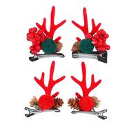 FOMIYES 2pares Horquilla de Asta de Ciervo Navideña Pinzas Pelo Adorables Tocado para Fiesta de Navidad Decoración de Pelo Material