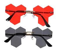 FOMIYES 2Piezas Fashion Frameless Sunglasses For Women Creative Irregular Design Rave Glasses With UV Protection Festival Accessories