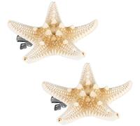 FOMIYES 2piezas Horquilla De Estrella De Mar Natural De Cinco Puntas Pinzas Pelo Forma De Estrella Para Mujeres y Niñas Accesorios Para Peinar El Cabello