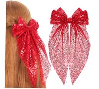FOMIYES 2piezas Horquilla Lazo y Lentejuelas Pinza Brillante Para Niñas Accesorios Cabello De Porrista Día De San Valentín Extragrande