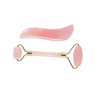 FOMIYES 2piezas Masajeador De Cuarzo Rosa Facial Doble Cabezal Rodillo De Masaje Placa Raspadora Forma s Para Cuidado Relajante Masaje Facial Spa