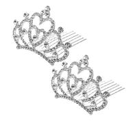 FOMIYES 2piezas Tocado Diadema De Princesa Para Niñas Corona Mini Tiara Gemas De Imitación Peine Accesorio Para Peinado Para Fiesta De Cumpleaños