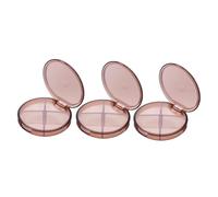 FOMIYES 3 Piezas 4 cuadrícula redondo Recipiente de almacenamiento de píldoras medicamento caja de almacenamiento titular de la medicina de viaje el plastico Brown