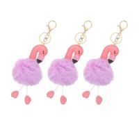 FOMIYES 3 Piezas Colgantes de Flamenco en Felpa Púrpura, Livianas y Creativas, Llaveros para Mochila y Bolso, Accesorios Decorativos para Coche, Obsequio para Eventos y Uso Cotidiano