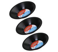FOMIYES 3 Piezas Cuenco de Vinilo para Frutas, Cuenco de Almacenamiento de Discos de Vinilo, Plástico, Compacto y Ligero, Diseño Multifuncional, Estilo Retro, para Frutas y Fiestas
