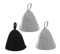 FOMIYES 3 Piezas Gorros de Sauna Unisex de Fieltro de Lana Resistente Suaves Secado Rápido de Grises Negro con Cierre Fácil para Protección del Cabello Sauna y Baño de Vapor Casa