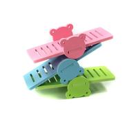 FOMIYES 3 Piezas Juego de Escalada para Mascotas Rana de Madera Verde | Forma de Dibujo Animado, para Hámster y Ratón, Descanso y Movimiento