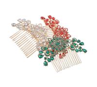 FOMIYES 3 Piezas Metal Flower Hair Claw Clips With Rhinestones Seven-tooth Side Combs For Secure Wedding Hairstyling Artistic Leaf And Flower Design In