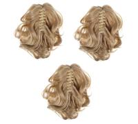 FOMIYES 3 Piezas pinza para rizar peluca wig Seguro caballo falsa extensión caballo con clip garra cabello agarre extender Hilo alta temperatura fibra química