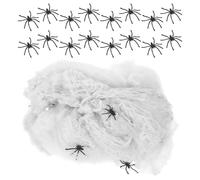 FOMIYES 4 Paquetes Arañas Colgantes de Halloween con Telaraña Artificial de Algodón y Plástico, Diseño Realista y Espeluznante para Decoraciones Versátiles en Fiestas y Ventanas
