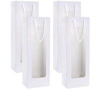 FOMIYES 4 Piezas Bolsa de Vino de Papel Kraft con Ventana Transparente para Botellas, Capacidad Razonable y Diseño Elegante, Adecuado para Bodas y Fiestas