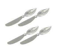FOMIYES 4 Piezas Cuchillo para Mantequilla de Aleación de Zinc Diseño en Forma de Hoja, Versátil para Untar Queso y Crema en Celebraciones y Bodas, Estilo Europeo Elegante