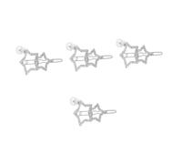 FOMIYES 4 Piezas Metal Star Hair Clips With Rhinestones And Imitation Pearl Elegant Five Pointed Star Hair Pins For Women And Stylish Accessories