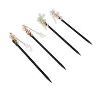 FOMIYES 4 piezas Palillos de Madera Chinos con Flores y Borlas de Pasadores Tradicionales para Moños Accesorios Ligeros y Retro para Mujer y Niña Estilo Hanfu