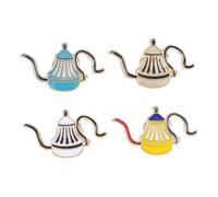 FOMIYES 4piezas Broche De Cafetera De Metal Accesorio De Vestir Para Mujer Diseño De Tetera Colorido Para Solapa Bolsos Zapatos y Vestidos