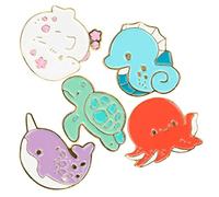 FOMIYES 5 Piezas Broche de Criatura Marina Adorable Pines Esmaltados Temática de Fauna Marina Accesorios para Ropa Adornos para Bolsos Prendedores de Solapa de Moda para Mochilas y Ropa Br