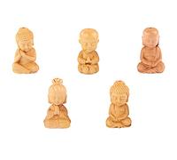 FOMIYES 5 piezas Maitreya Monk Figurita Mini Talla Madera Buda Monje Modelo Foto Prop DIY Pintura Inacabado Madera Monje Decoración para Casa Tienda