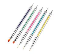 FOMIYES 5 piezas Pinceles de Manicura Doble Cabeza para Pintura de Uñas Herramientas de Dibujo Decorativo para Profesional y Personal