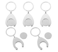 FOMIYES 5 Piezas porta monedas para llaves carrito llavero de cuarto portátil ficha de carro de aleación de zinc ficha de llavero de supermercado de aleación de zinc Silver