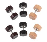 FOMIYES 6 piezas de pendientes falsos de dilatación para hombres y mujeres - Pendientes de botón de madera - Expansión redonda falsa, túnel de oreja, joyería minimalista para fiestas