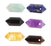 FOMIYES 6piezas Accesorios Colgantes de Cristal Hexagonal Natural Dijes de Cuarzo con Agujero para Hacer Joyas y Colgantes de Piedra Preciosa Prismas de Cristal para Manualidades
