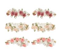 FOMIYES 6piezas Coleteros de Espiral Espiral para Cable Telefónico Coleteros Flores Rosas y Perlas Multicolores Accesorios Cabello Elásticos para Escuela y Vacaciones