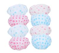 FOMIYES 8 piezas Gorro de Ducha Reutilizable Gorro de Eva con Banda Elástica Bonete para Cabello con Diseño de Puntos para Hombre Mujer y Niñas Cocina y Baño