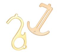 FOMIYES Abridor de Puerta de Aleación de Zinc 2 Piezas Llavero Manija de Puerta sin Contacto Dorado Portátil de Diseño Ergonómico y Botones Varios estilos Varios estilos