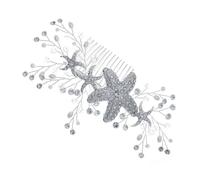FOMIYES Accesorios Cabello Peineta Lateral de Estrella de Mar, Perlas y Gemas de Imitación, para Bodas, Cosplay y Eventos Obsequios